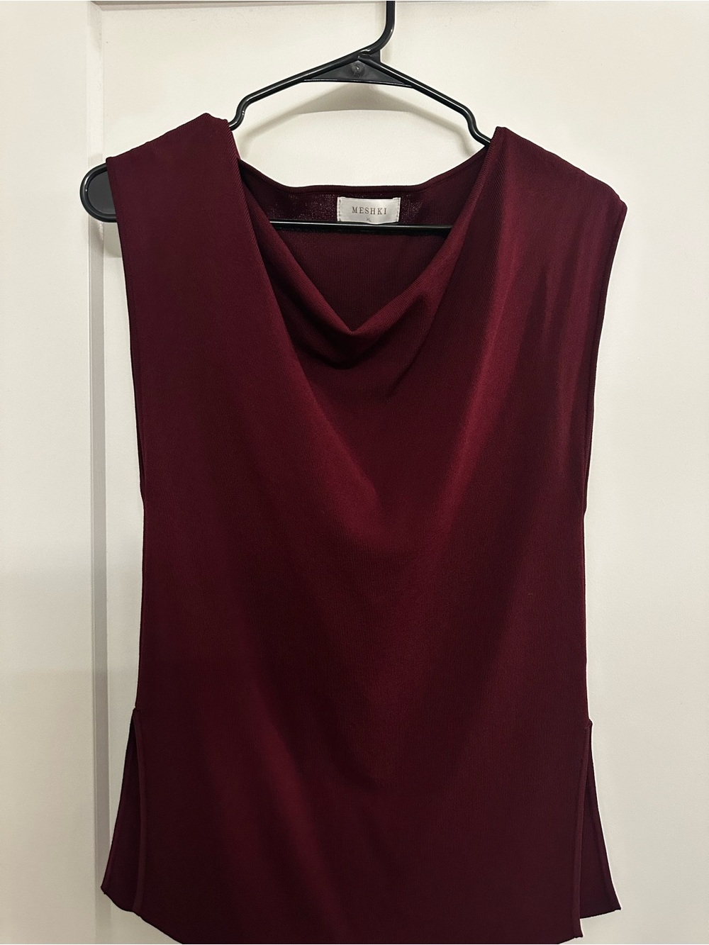 Meshki Sleeveless Cowl Neck Camisole in burgundy